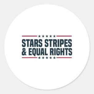 Adesivo Redondo Stars Stripes e Igualdade de Direitos 4 de julho