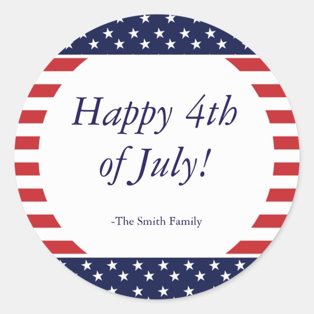 Adesivo Redondo Stars & Strips: 4° Dia do Memorial (Frente)