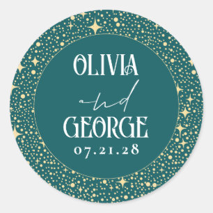 Adesivo Redondo Stars Teal Night Weding