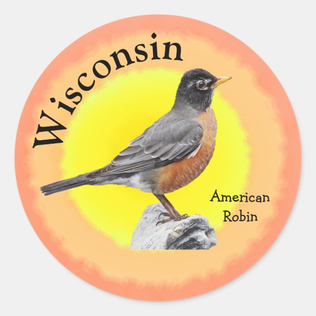 Adesivo Redondo State Bird de Wisconsin (Frente)
