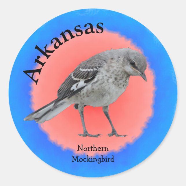 Adesivo Redondo State Bird do Arkansas (Frente)