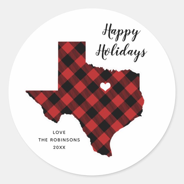 Adesivo Redondo State Holiday Tartan Texas (Frente)