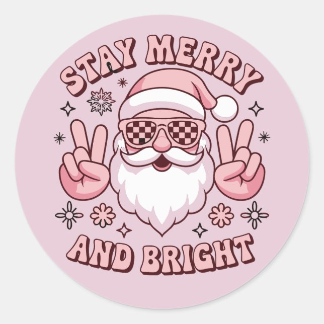 Adesivo Redondo Stay Merry And Bright Christmas Ugly Xmas  (Frente)