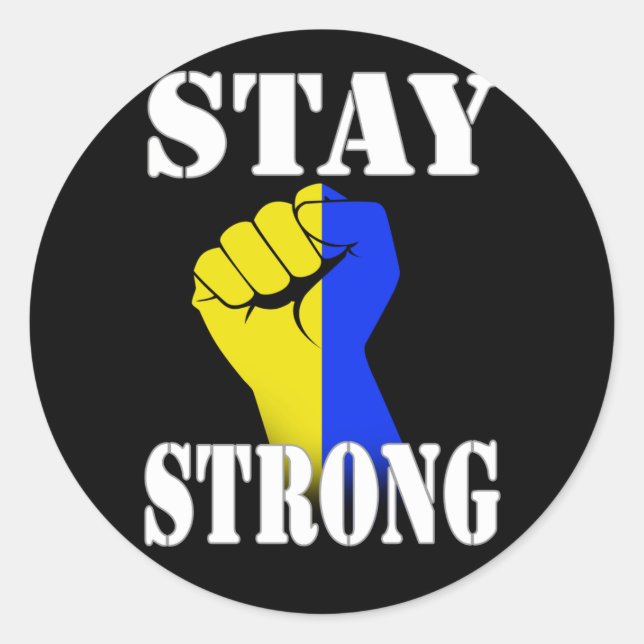Adesivo Redondo Stay Strong - Ukraine  (Frente)