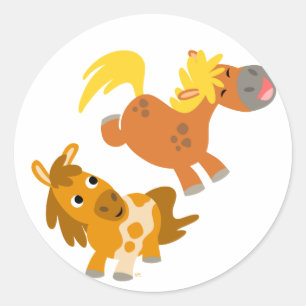 Adesivo Redondo Stcker brincalhão dos pôneis dos desenhos animad