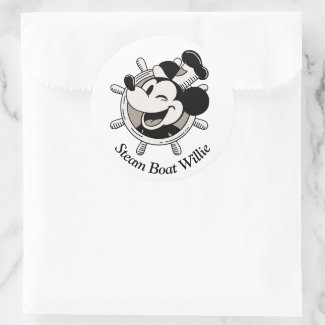 Adesivo Redondo Steam Boat Willie Mouse Sticker (Bolsa)