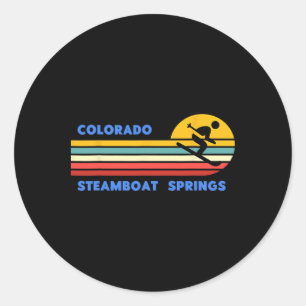 Adesivo Redondo Steamboat Springs Colorado Esqui Esquiador Ski Vin