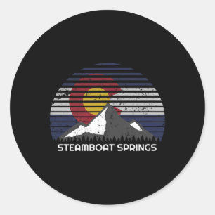 Adesivo Redondo Steamboat Springs, Colorado X Co Bandeira Mtn Topo