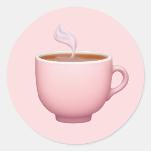 Adesivo Redondo Steaming Pink Teacup Emoji