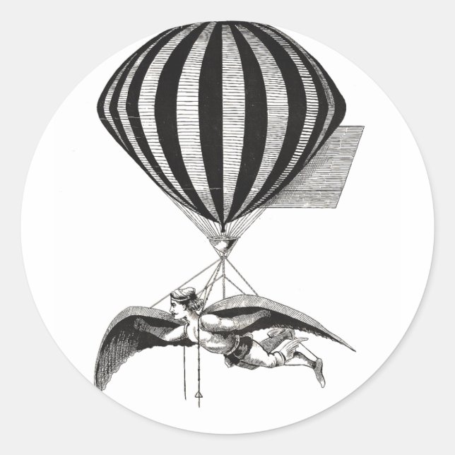Adesivo Redondo Steampunk Aerialist & Balloon (Frente)