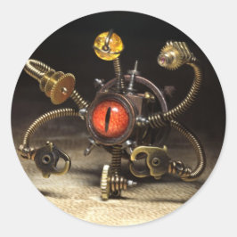 Adesivo Redondo Steampunk Beholder Robot