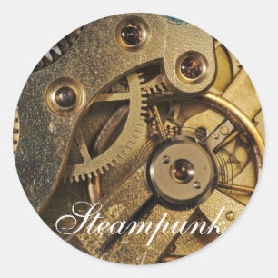 Adesivo Redondo Steampunk: Brass Hearted. Mecanismo de monitoraç