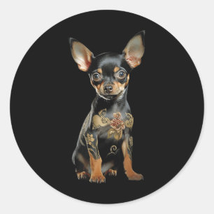 Adesivo Redondo Steampunk Chihuahua Ink Tat Art Tattoo Artista Pup