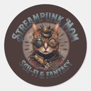 Adesivo Redondo Steampunk Mãe Cat