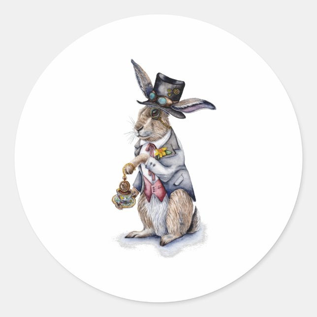 Adesivo Redondo Steampunk March Hare (Frente)