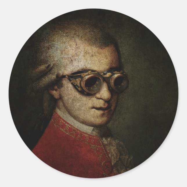 Adesivo Redondo Steampunk Mozart (Frente)