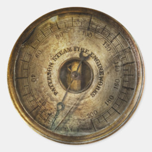 Adesivo Redondo Steampunk - o calibre de pressão
