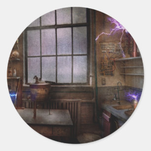 Adesivo Redondo Steampunk - O Cientista Louco