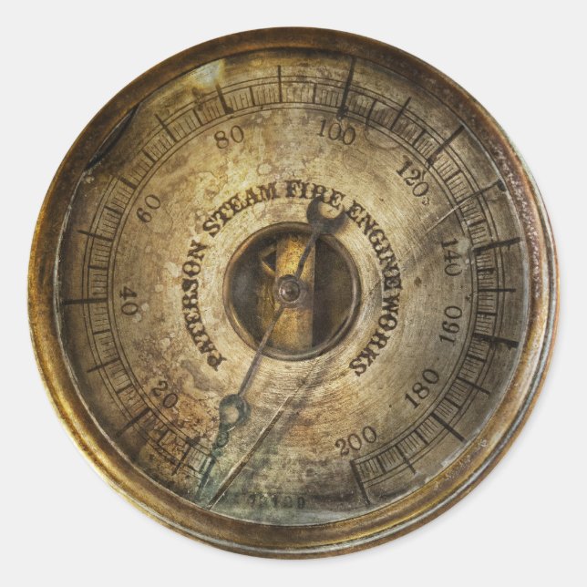 Adesivo Redondo Steampunk - O manômetro (Frente)