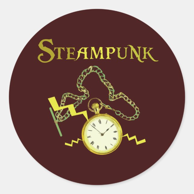 Adesivo Redondo Steampunk Pocketwatch (Frente)