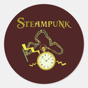 Adesivo Redondo Steampunk Pocketwatch