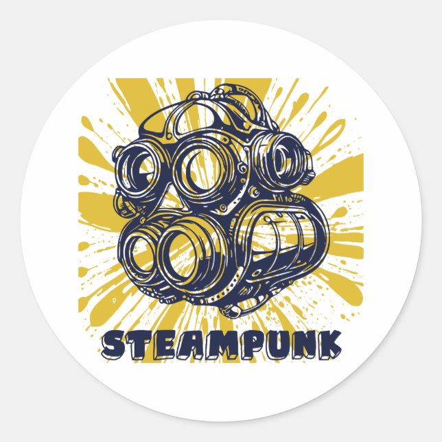 Adesivo Redondo Steampunk Stickers – Vintage Art Sticker (Frente)