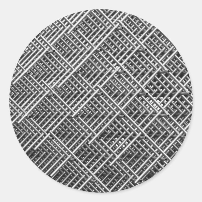Adesivo Redondo Steel Grid Industrial Mesh Pattern (Frente)