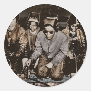 Adesivo Redondo Steelworkers WWII do afro-americano