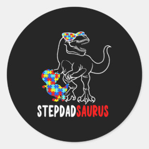 Adesivo Redondo Stepdadsaurus T Rex Dinossauro Conscientização do