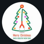 Adesivo Redondo Stethoscope Christmas Tree<br><div class="desc">Stethoscope Christmas tree for doctors and nurses,  medical professionals,  healthcare workers,  hospital,  ordination,  design for Christmas cards,  stickers,  mugs,  gift for him,  gift for her,  gift for colleagues,  co-workers</div>