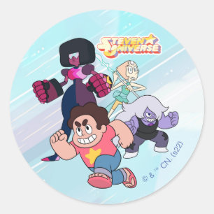 Adesivo Redondo Steven Universe   Ação do grupo Crystal Gem