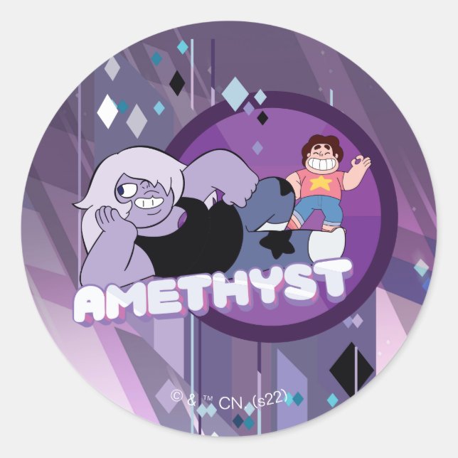 Adesivo Redondo Steven Universe | Gráfico de Caracteres Ametist (Frente)