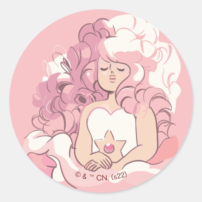 Adesivo Redondo Steven Universe | Ilustração de Rosa Quartz (Frente)