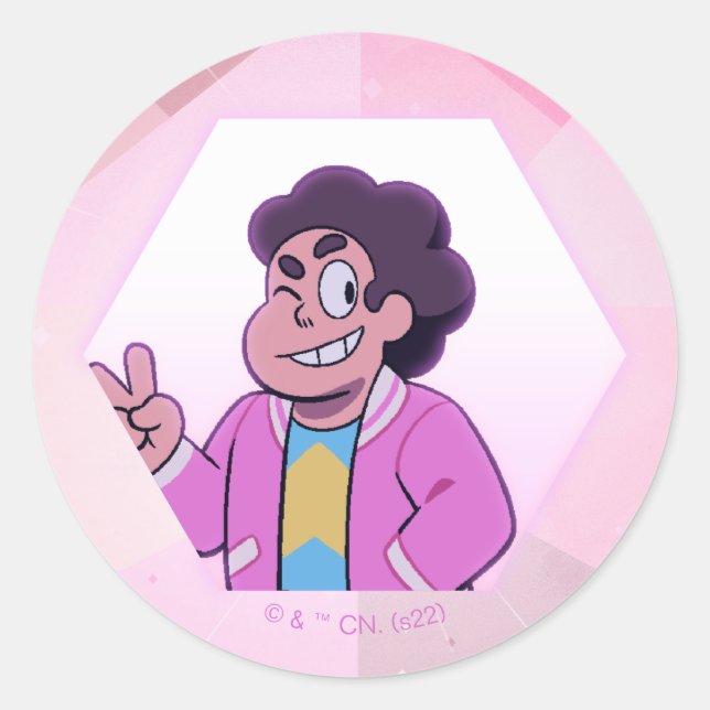 Adesivo Redondo Steven Universe | Retrato de diamante rosa (Frente)