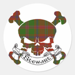 Adesivo Redondo Stewart Tartan Skull