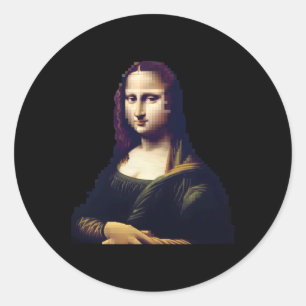 Adesivo Redondo Stic Remix Digital Renaissance da Mona Lisa Pixela