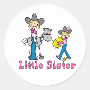 Adesivo Redondo Stick CowGirl Little Sister Classer Round Sticker