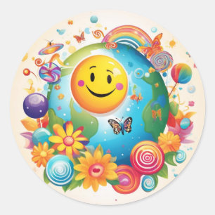 Adesivo Redondo Stick Feliz