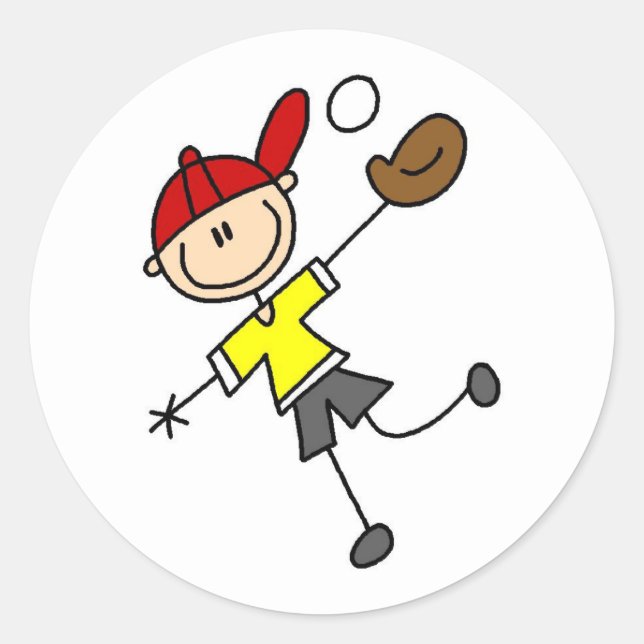 Adesivo Redondo Stick Figure Baseball Sticker (Frente)