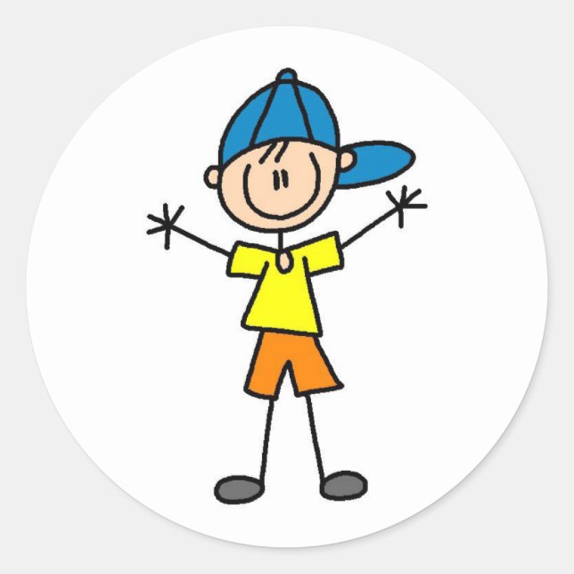 Adesivo Redondo Stick Figure Boy (Frente)