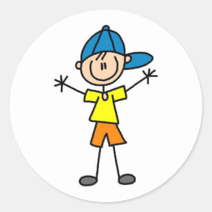 Adesivo Redondo Stick Figure Boy