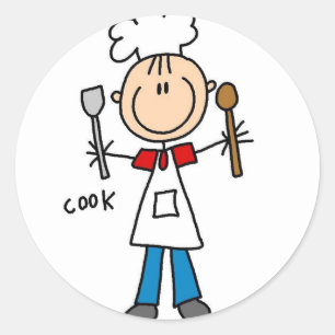 Adesivo Redondo Stick Figure Cook Sticker