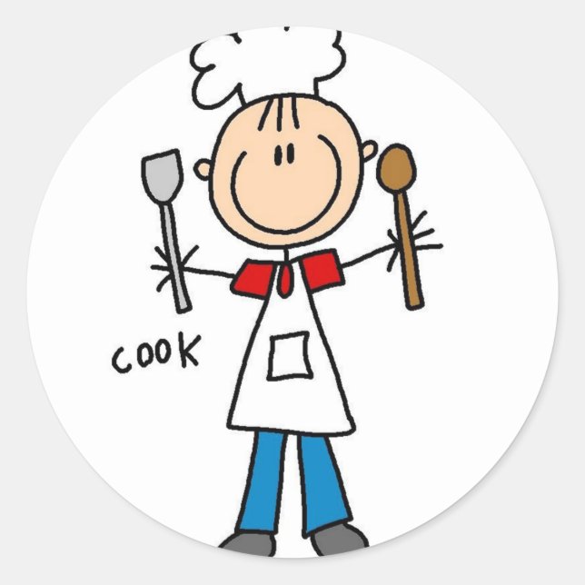 Adesivo Redondo Stick Figure Cook Sticker (Frente)