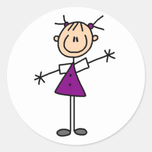 Adesivo Redondo Stick Figure Girl Sticker