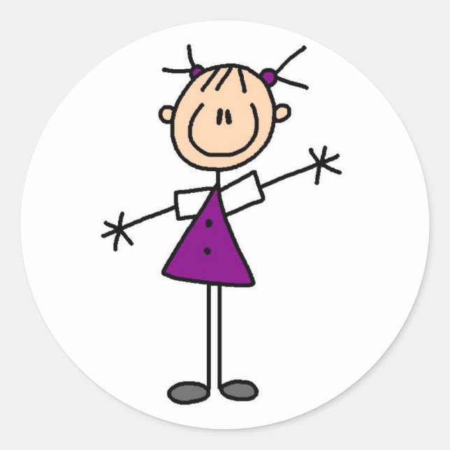 Adesivo Redondo Stick Figure Girl Sticker (Frente)