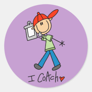 Adesivo Redondo Stick Figure Sports Coach
