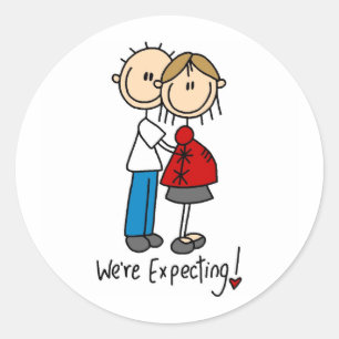 Adesivo Redondo Stick Figure We'Expecting