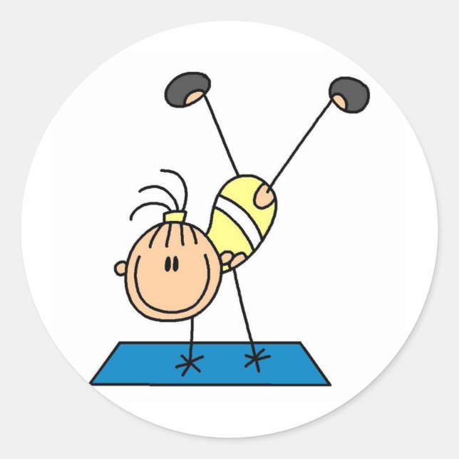 Adesivo Redondo Stick Girl Gymnast Doing Sacudir Stickers (Frente)