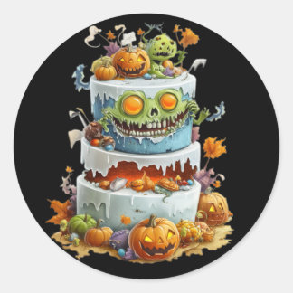 Adesivo Redondo Sticker. A Halloween cake.