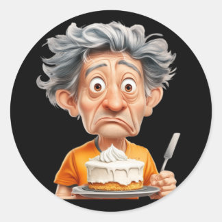 Adesivo Redondo Sticker. A man prepares a cake